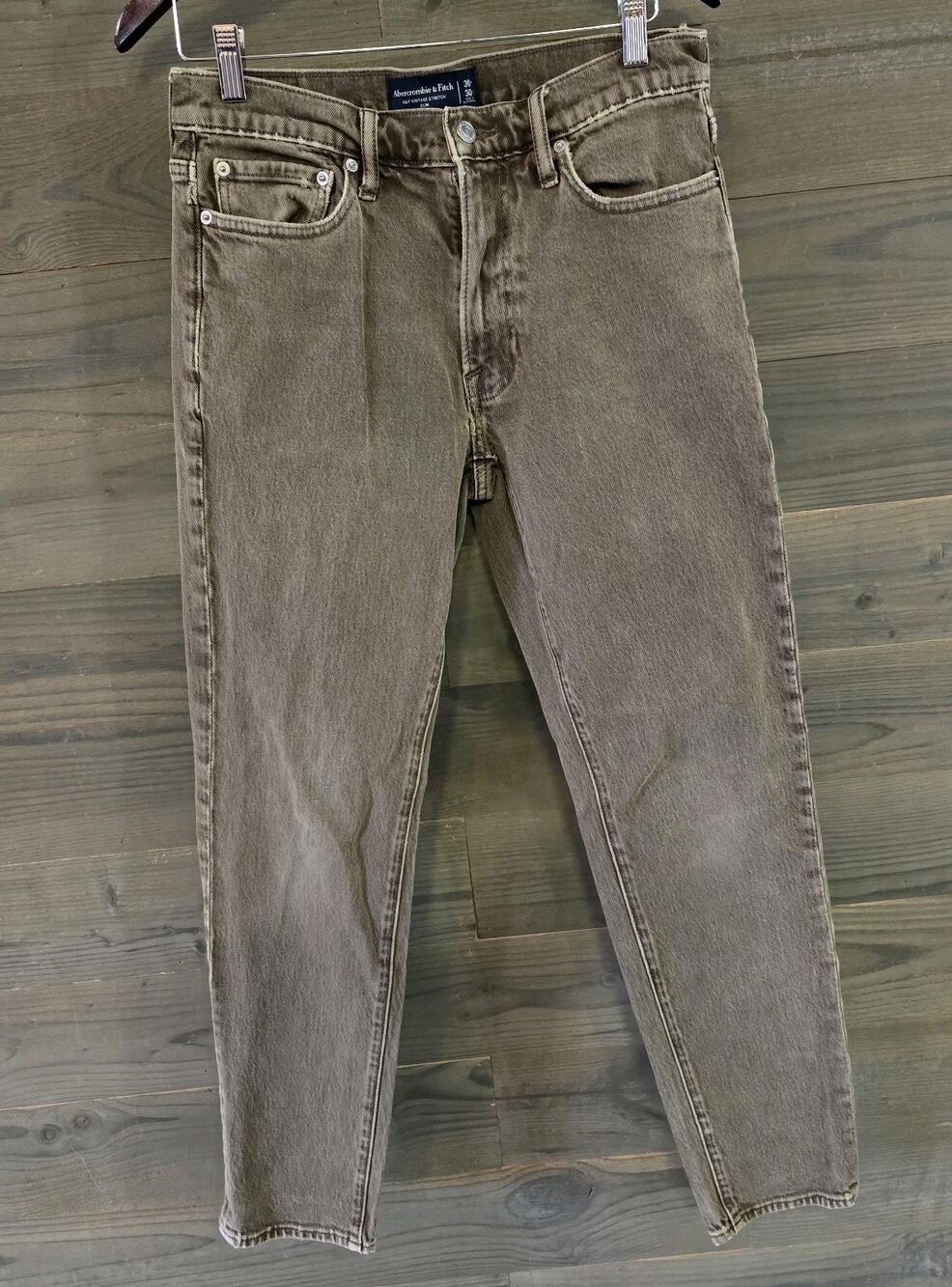 Abercrombie & Fitch Mens 30x30 Straight Leg Jeans Brown Vintage Stretch Denim